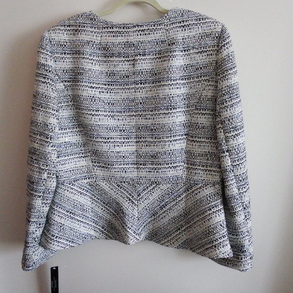 NWT Tahari ASL Womens Blue Multi Colored Tweed Peplum Jacket 16 - Picture 3 of 6